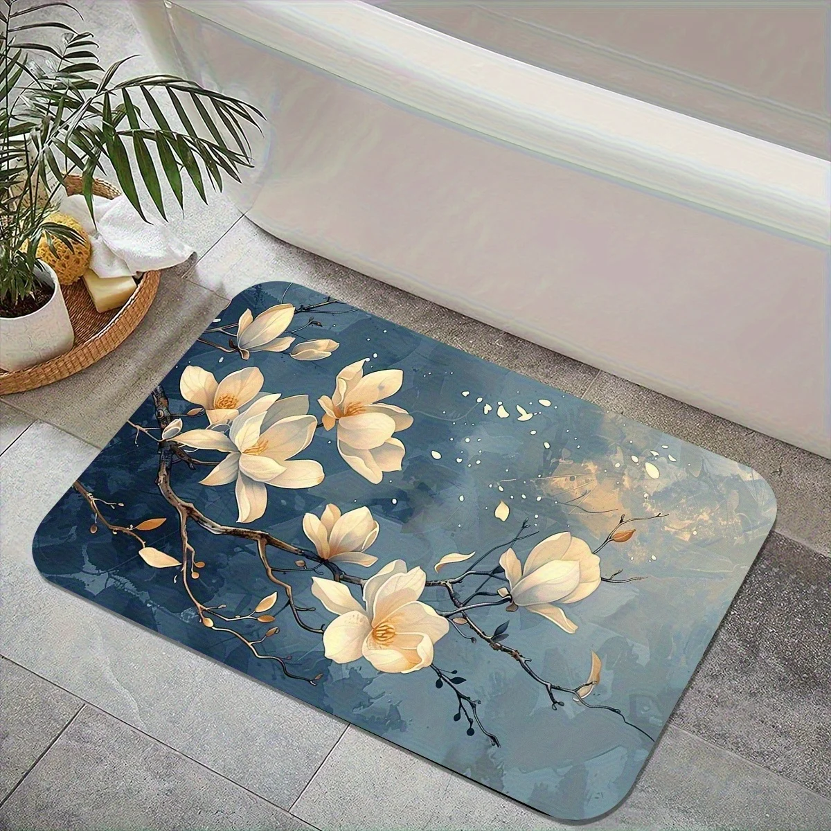 1pc Magnolia flower patterned rug, machine washable, made of polyester fabric, suitable for bedroom decoration.
1pc Magnolia flower patterned rug, machine washable, made of polyester fabric, suitable for bedroom decoration.