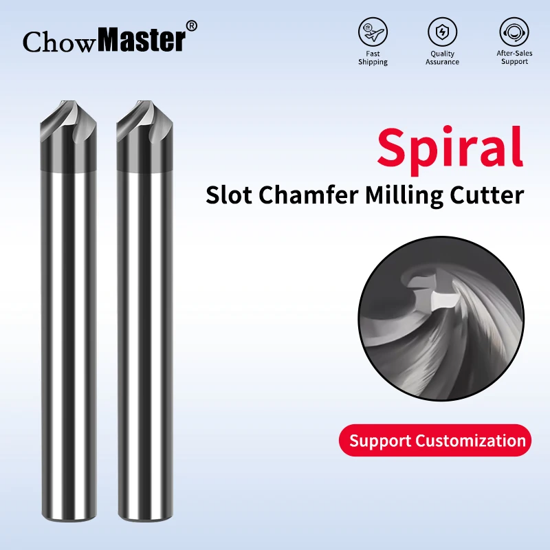 Chowmaster Carbide Spiral Chamfer Milling Cutter 2F 4F 30/60/90/120 Degrees Deburring Cutter Processing for Metal
Chowmaster Carbide Spiral Chamfer Milling Cutter 2F 4F 30/60/90/120 Degrees Deburring Cutter Processing for Metal