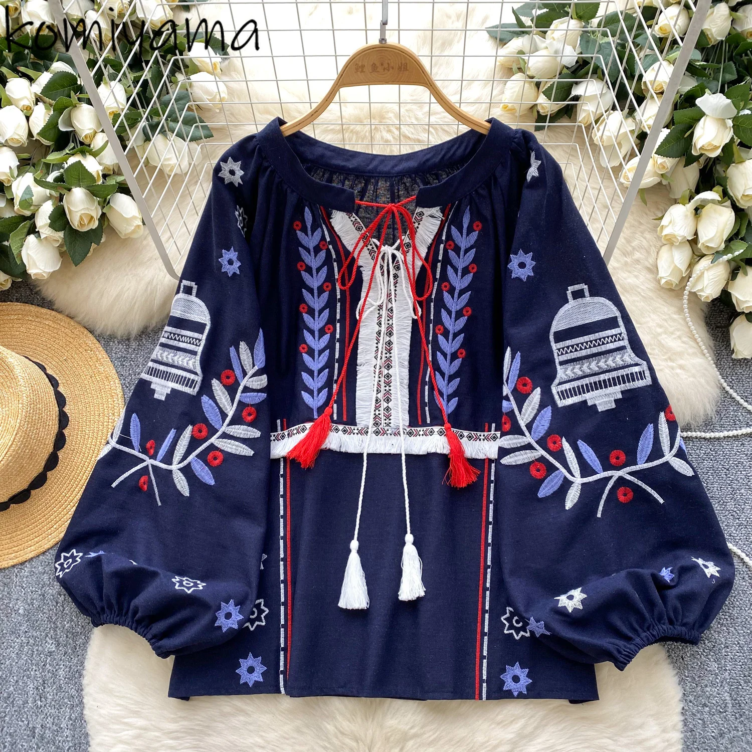 Spring Loose Round Neck Women Clothing Embroidery Blusas Mujer Boho Beach Woman Shirts Blouses Lace-up Camisas Contrast Ropa
Spring Loose Round Neck Women Clothing Embroidery Blusas Mujer Boho Beach Woman Shirts Blouses Lace-up Camisas Contrast Ropa