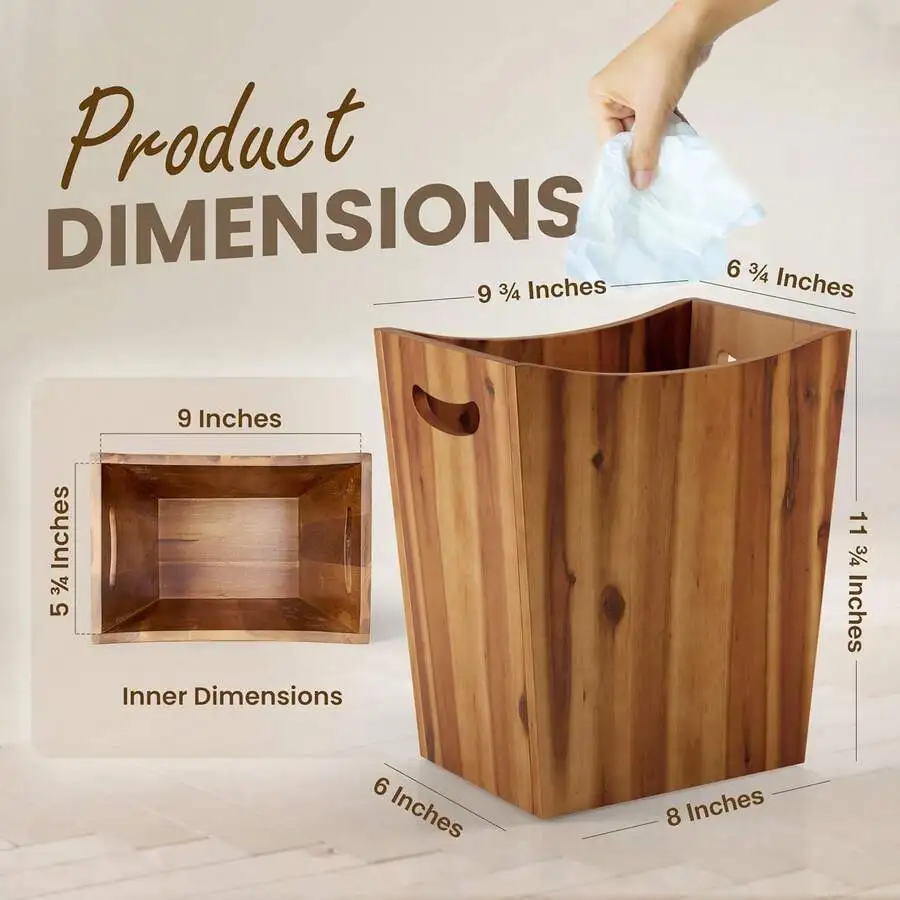 2 Gallon Acacia Wood Wastebasket Small Trash Can For Bathroom Bedroom Office
2 Gallon Acacia Wood Wastebasket Small Trash Can For Bathroom Bedroom Office