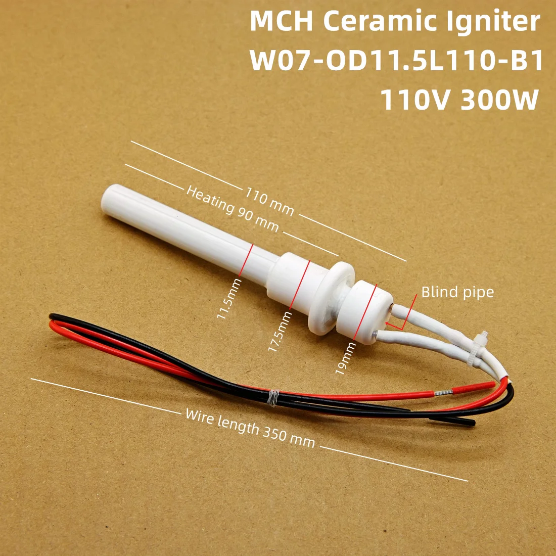 110V300W ceramic Igniter wood pellet furnace Ignition rod resistant to high temperature, fast ignition, long service life
110V300W ceramic Igniter wood pellet furnace Ignition rod resistant to high temperature, fast ignition, long service life