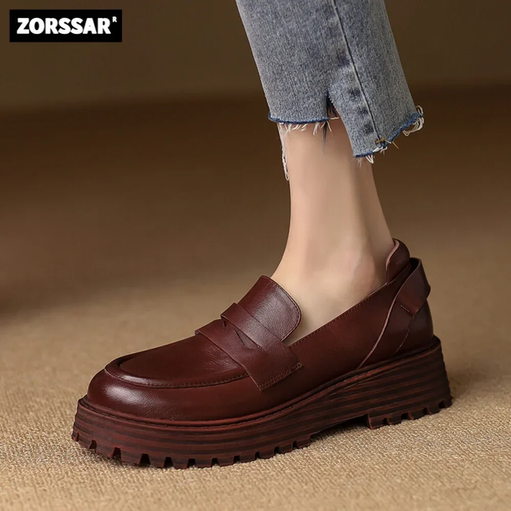 2024 Brown Women Loafers Platform Casual Wedge Heel Single Shoes Spring Summer Fashion Retro Cow Leather Womens Pumps Med Heel
2024 Brown Women Loafers Platform Casual Wedge Heel Single Shoes Spring Summer Fashion Retro Cow Leather Womens Pumps Med Heel