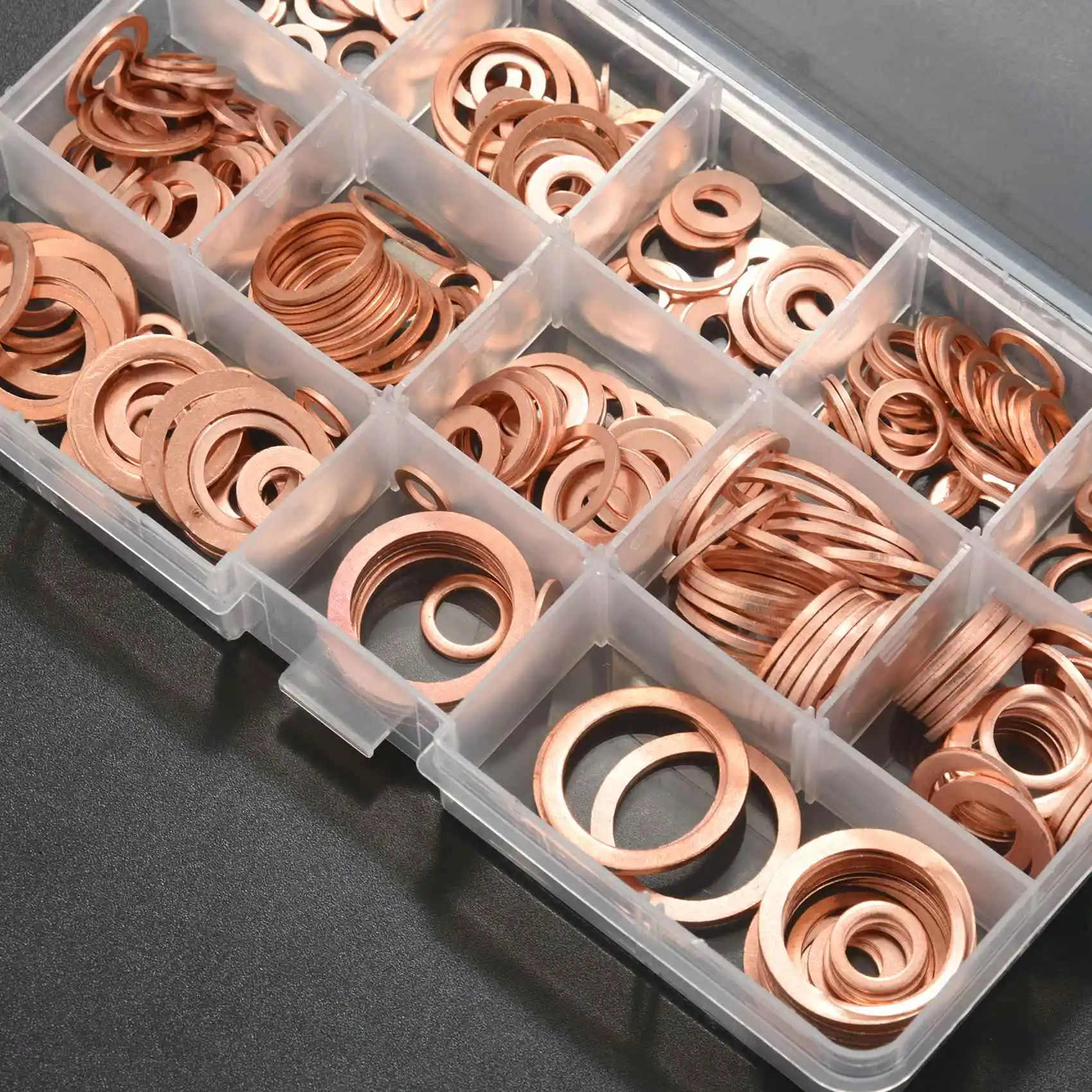 A76K 280Pcs Professional Assorted Copper Washer Gasket Set Flat Ring Seal Assortment Kit M5-M20 With Box For Hardware Accessorie
A76K 280Pcs Professional Assorted Copper Washer Gasket Set Flat Ring Seal Assortment Kit M5-M20 With Box For Hardware Accessorie