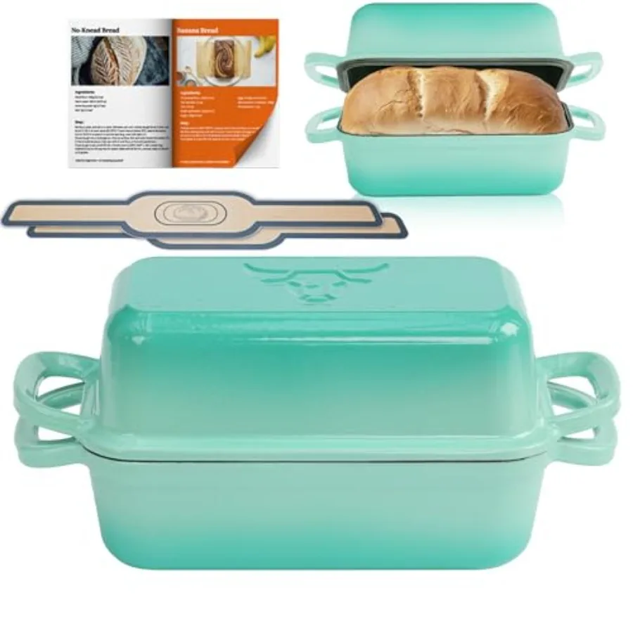 2 in 1 Cast Iron Loaf Pan with 2 Silicone Bread Mats Enamel Cast Iron Bread Pan with Lid Sourdough Loaf Pan for Baking Bread He
2 in 1 Cast Iron Loaf Pan with 2 Silicone Bread Mats Enamel Cast Iron Bread Pan with Lid Sourdough Loaf Pan for Baking Bread He