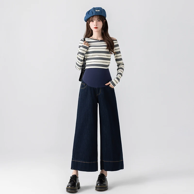 American Vintage Casual High-quality Denim Jeans Dark Blue Maternity Wide-leg Cropped Jeans for Pregnant Women Spring Autumn
American Vintage Casual High-quality Denim Jeans Dark Blue Maternity Wide-leg Cropped Jeans for Pregnant Women Spring Autumn