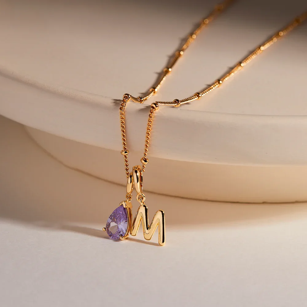 Personalized Teardrop Birthstone with Custom Script Initial Necklace 18K Gold Plated Stainless Steel Dainty Jewelry for Women
Personalized Teardrop Birthstone with Custom Script Initial Necklace 18K Gold Plated Stainless Steel Dainty Jewelry for Women
