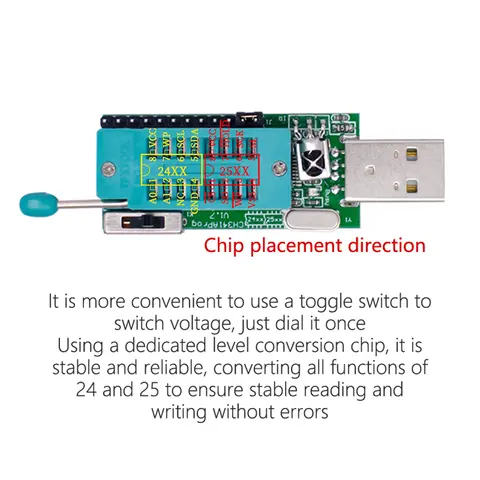 Programmer Module W/Adapter Board CH341A Programmer V1.7 1.8V Level Shift W25Q64FW W25Q128FW Gd25LQ64