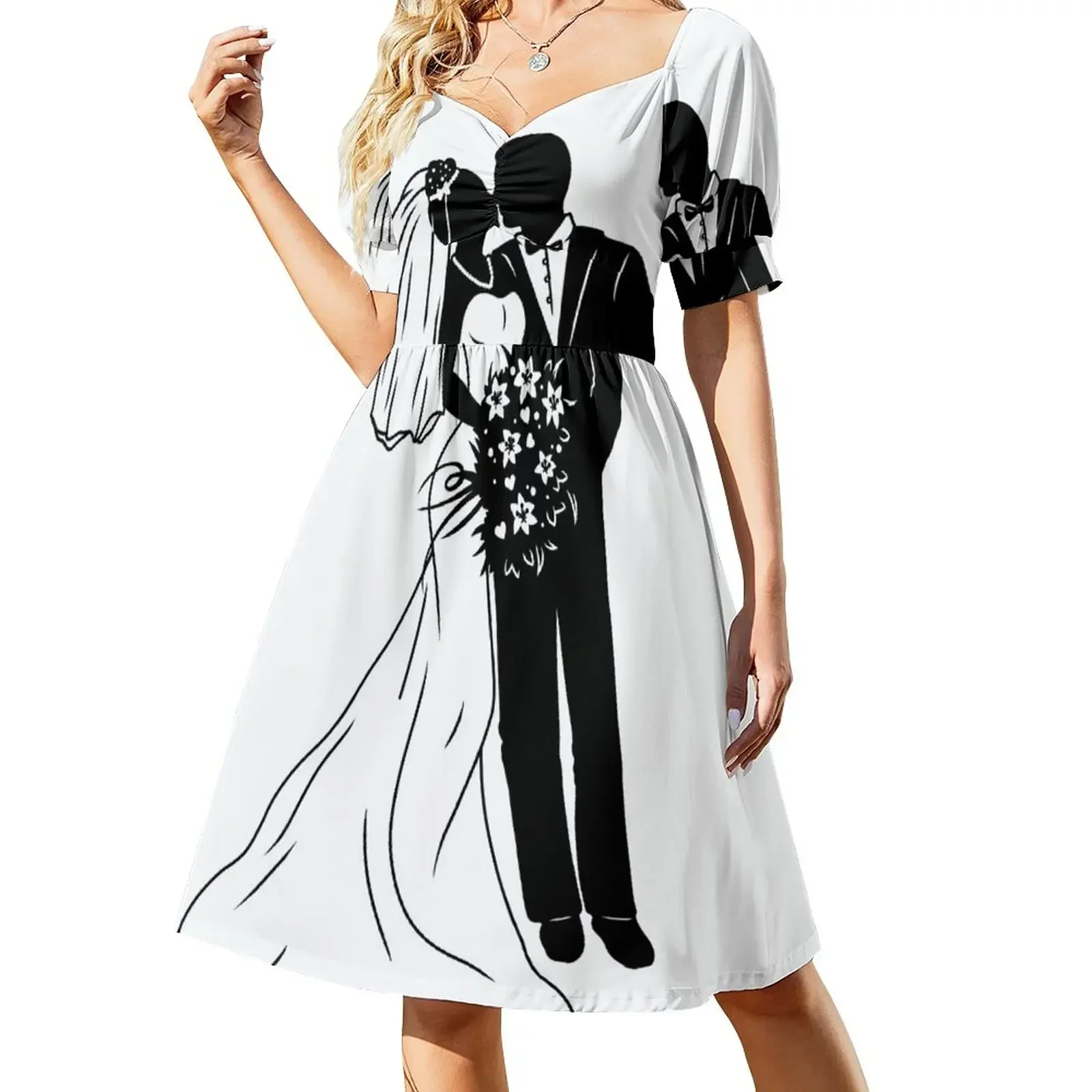 Bridal couple silhouette Short-Sleeved Dress Woman's evening dress womans clothing Dress
Bridal couple silhouette Short-Sleeved Dress Woman's evening dress womans clothing Dress