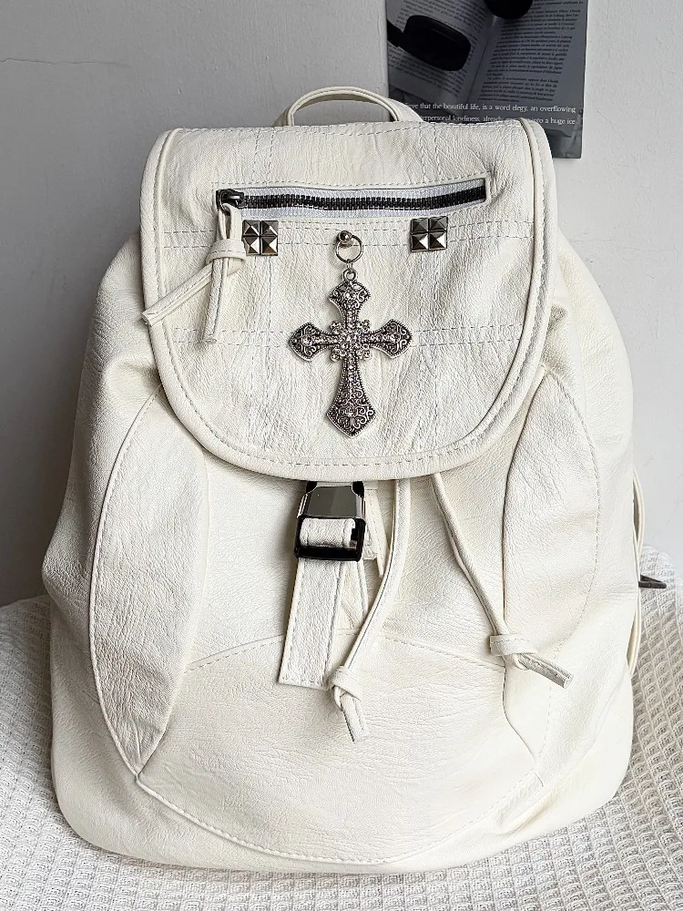 Original White Goth Cross Backpack Schoolbag College Student Premium Texture Y2k Backpack Bags for Women
Original White Goth Cross Backpack Schoolbag College Student Premium Texture Y2k Backpack Bags for Women