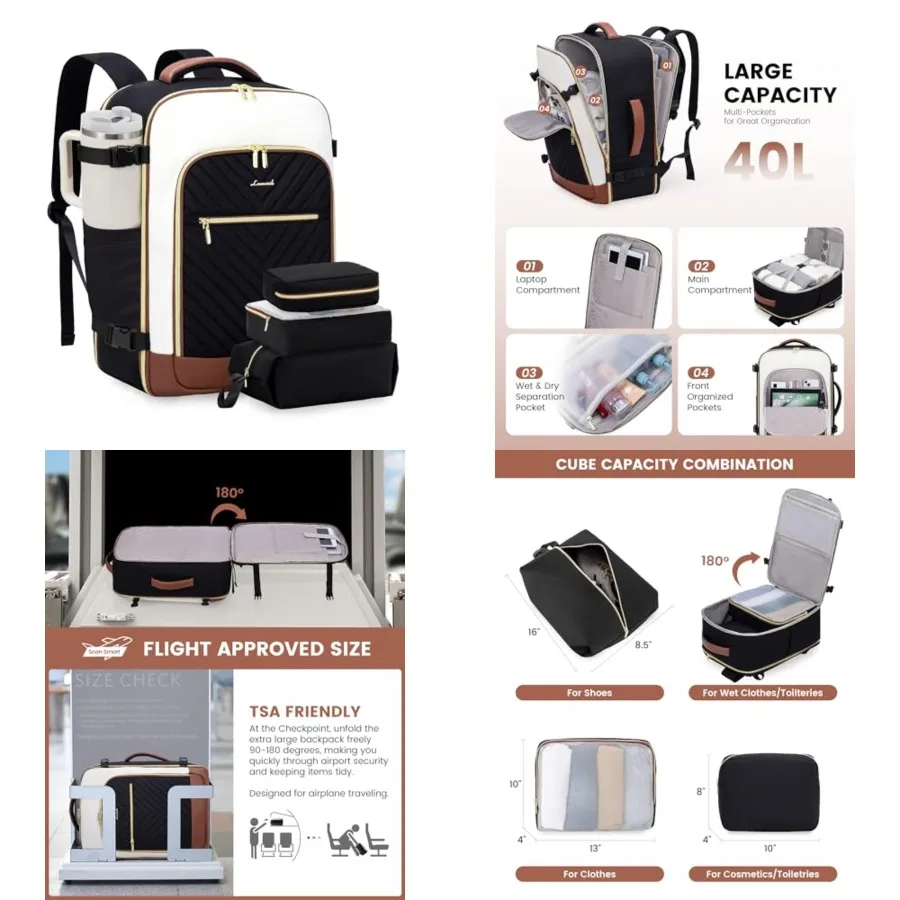 Large Travel Backpack for Women, TSA Carry on Backpack for Airplanes, 40L Personal Item Travel Bag for Women fits 17" Laptop, W
Large Travel Backpack for Women, TSA Carry on Backpack for Airplanes, 40L Personal Item Travel Bag for Women fits 17" Laptop, W
