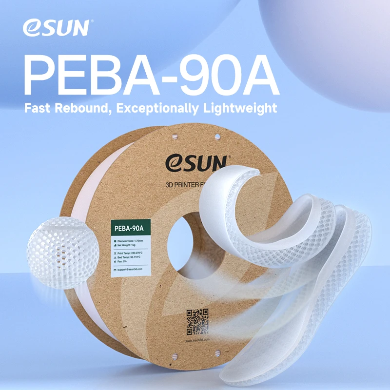 eSUN PEBA-90A 3D Filaments 0.8KG 1.75mm High-elasticity PEBA 3D Printing Filament Light Weight Cold Resistance Flexible PEBA-90A
eSUN PEBA-90A 3D Filaments 0.8KG 1.75mm High-elasticity PEBA 3D Printing Filament Light Weight Cold Resistance Flexible PEBA-90A