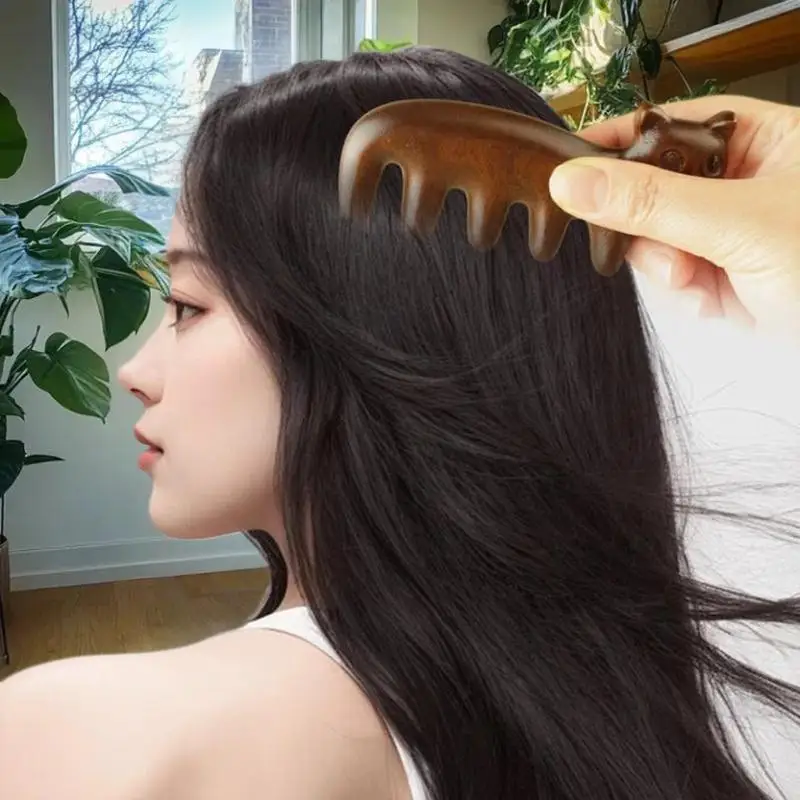 Cat Shape Sandalwood Hair Comb Scalp Relax Acupoint Massager Portable Wooden Handle Five Teeth Comb Anti-Static Styling Tool
Cat Shape Sandalwood Hair Comb Scalp Relax Acupoint Massager Portable Wooden Handle Five Teeth Comb Anti-Static Styling Tool