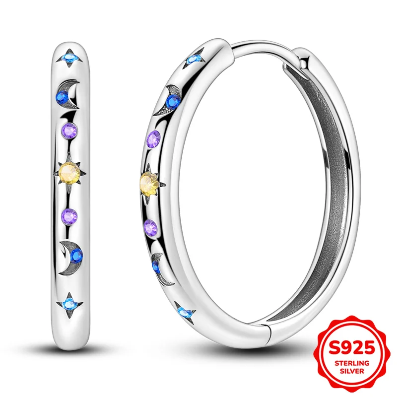 925 Sterling Silver Earrings Women Colorful Gemstone Starry Sky Hoop Earring For Anniversary Wedding Jewelry Gifts  
925 Sterling Silver Earrings Women Colorful Gemstone Starry Sky Hoop Earring For Anniversary Wedding Jewelry Gifts 
