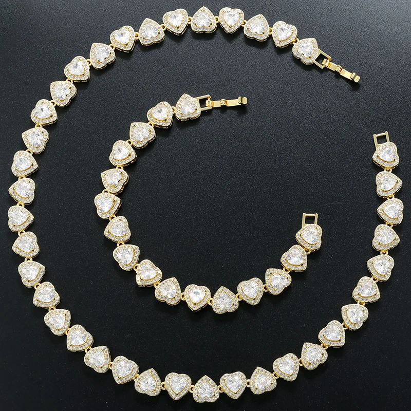 ZHUKOU Sparkling Luxury Crystal Heart Set CZ Stone Cuban Chain Necklace Women's Hip Hop Tennis Bracelet Jewelry:VL598 VL599
ZHUKOU Sparkling Luxury Crystal Heart Set CZ Stone Cuban Chain Necklace Women's Hip Hop Tennis Bracelet Jewelry:VL598 VL599