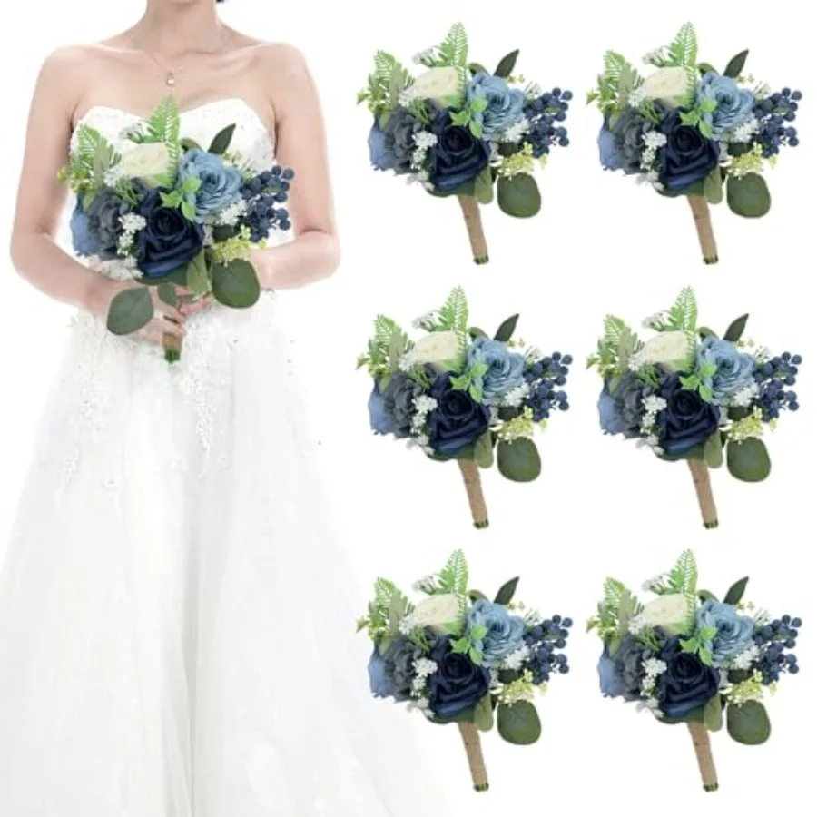Set of 6 Bridesmaid Bouquets for Wedding - 7 Inch Artificial Flowers Bouquets for Ceremony Anniversary Centerpieces Decorations
Set of 6 Bridesmaid Bouquets for Wedding - 7 Inch Artificial Flowers Bouquets for Ceremony Anniversary Centerpieces Decorations