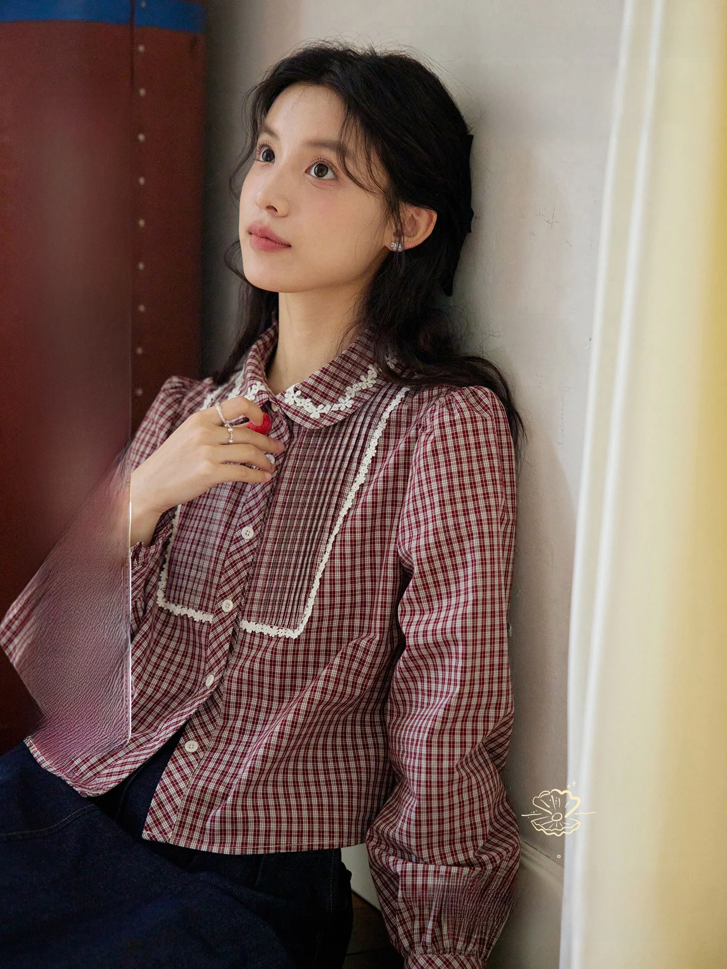 Nov Et Retro Sle Cotton Plaid irt Women's ort Doll Collar Embellied Cuffs Breathable Casual Faion Spring Autumn
Nov Et Retro Sle Cotton Plaid irt Women's ort Doll Collar Embellied Cuffs Breathable Casual Faion Spring Autumn