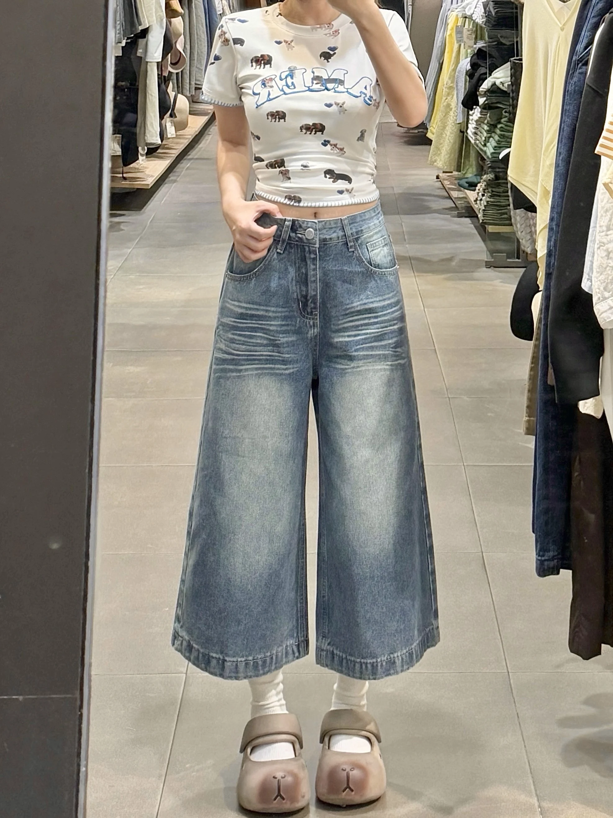 American High Street Retro Wide Leg Seven-Foot Jeans Women Summer High Waist plus Size Meat Conceal Slim Loose Straight Leg P...
American High Street Retro Wide Leg Seven-Foot Jeans Women Summer High Waist plus Size Meat Conceal Slim Loose Straight Leg P...