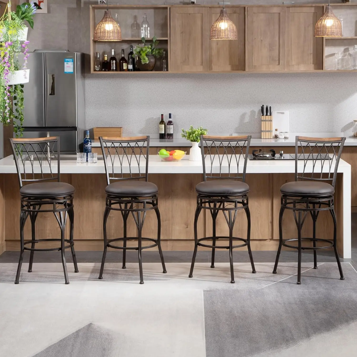 Swivel Bar Stools Set of 4: 24/29 Inch Adjustable Seat Height Barstools with Back Metal Bar Stool ,Kitchen Island Home Pub
Swivel Bar Stools Set of 4: 24/29 Inch Adjustable Seat Height Barstools with Back Metal Bar Stool ,Kitchen Island Home Pub
