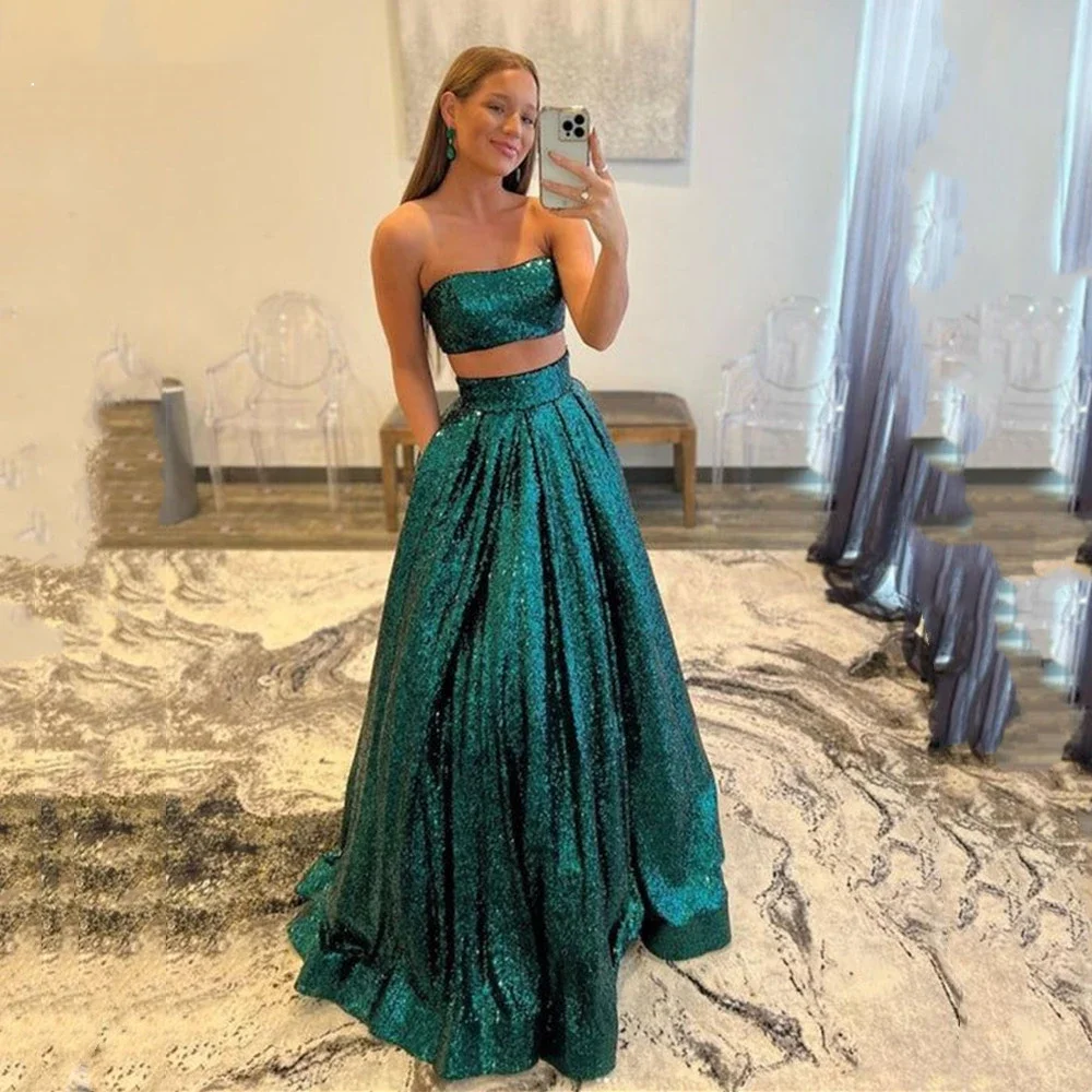 Fantasy Dress Glitter Dark Green فساتين السهرة Sexy Strapless Party Gowns Glitter Evening Dresses Shiny A-line Prom Dresses
Fantasy Dress Glitter Dark Green فساتين السهرة Sexy Strapless Party Gowns Glitter Evening Dresses Shiny A-line Prom Dresses
