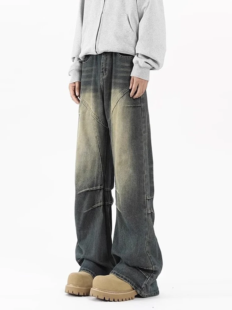 Retro American Faded Denim Jeans Men's Trendy High Street Cleanfit Flared Pants mid Waist Waed out Folded Leg Jeans
Retro American Faded Denim Jeans Men's Trendy High Street Cleanfit Flared Pants mid Waist Waed out Folded Leg Jeans