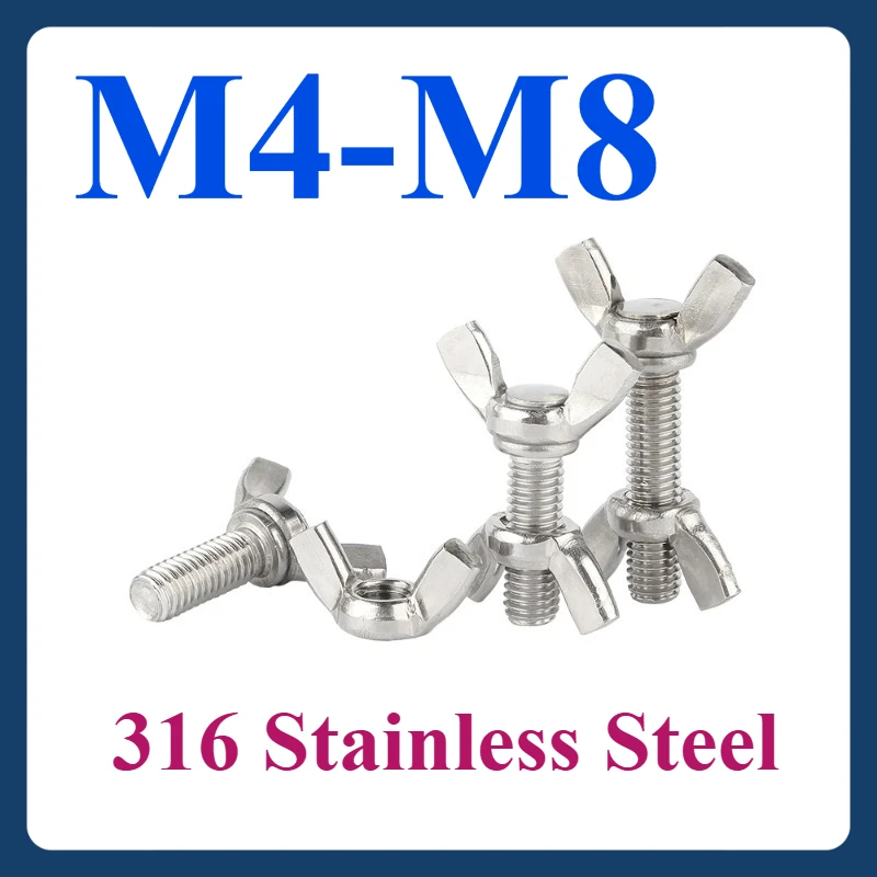 M4 M5 M6 M8 316 Stainless Steel Wing Bolts-Hand-Tighten Fasteners for Marine,Outdoor & Corrosive Environments,No Tool Needed
M4 M5 M6 M8 316 Stainless Steel Wing Bolts-Hand-Tighten Fasteners for Marine,Outdoor & Corrosive Environments,No Tool Needed