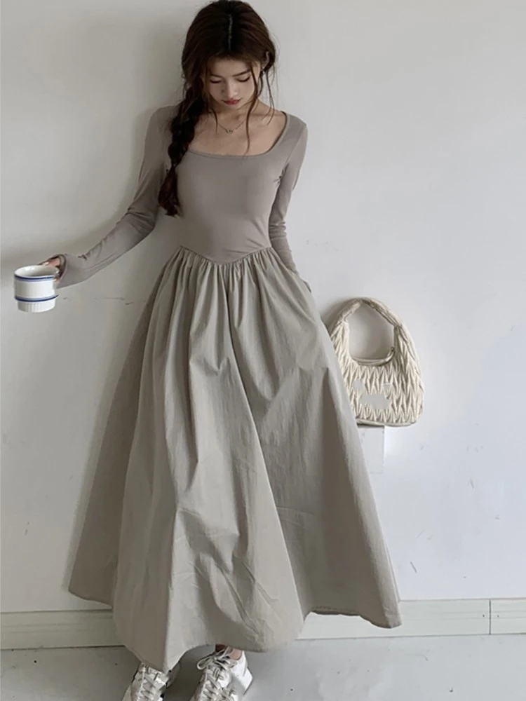 Casual Knitted Midi Dresses for Women Solid Long Sleeves Square Collar A-line Autumn New Elegant Dress Female Slim Vestidos
Casual Knitted Midi Dresses for Women Solid Long Sleeves Square Collar A-line Autumn New Elegant Dress Female Slim Vestidos