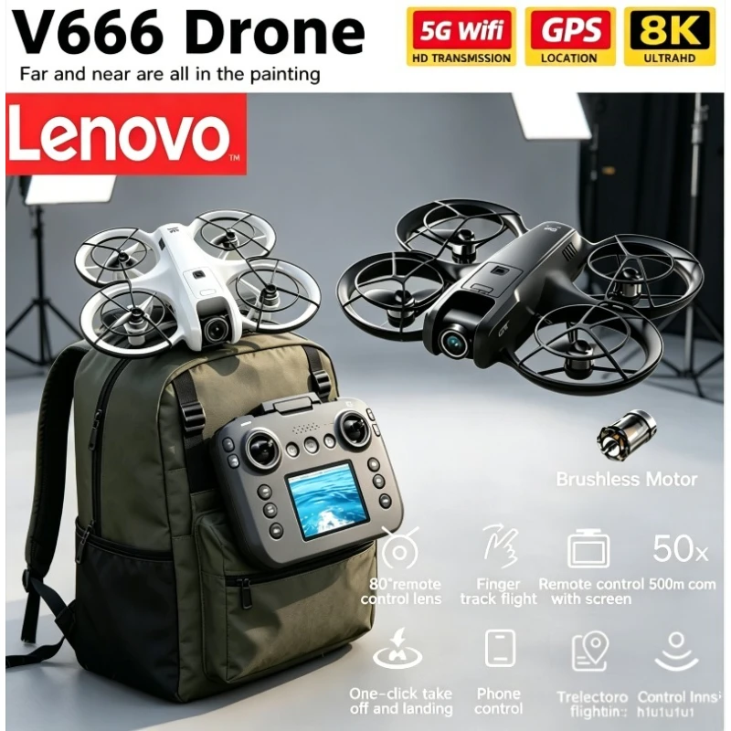 Дрон Lenovo V666 MINI 8K WIFI 5G, профессиональный квадрокоптер с обходом препятствий, бесщеточным двигателем, удержанием высоты и режимом Headless, радиоуправляемая игрушка
Дрон Lenovo V666 MINI 8K WIFI 5G, профессиональный квадрокоптер с обходом препятствий, бесщеточным двигателем, удержанием высоты и режимом Headless, радиоуправляемая игрушка
