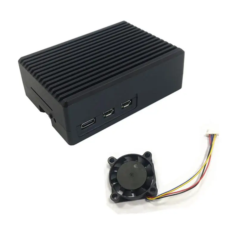 - 1 Set Easy To Install Aluminum Heatsink Case For Raspberry Pi 5 Aluminum Alloy Case Shell Box DIY Accessories -