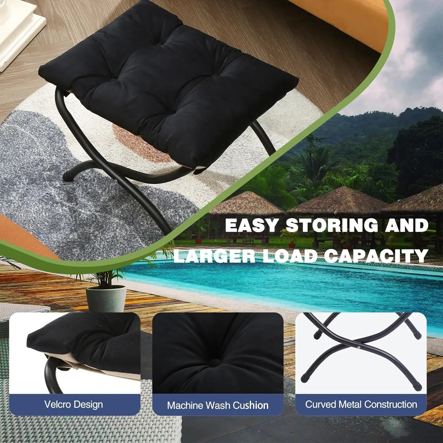 15"" Folding Foot Stool For Patio, Small Accent Outdoor Ottoman, Metal Frame Foldable Foot Rest, Upholstered Morden Folding
15"" Folding Foot Stool For Patio, Small Accent Outdoor Ottoman, Metal Frame Foldable Foot Rest, Upholstered Morden Folding