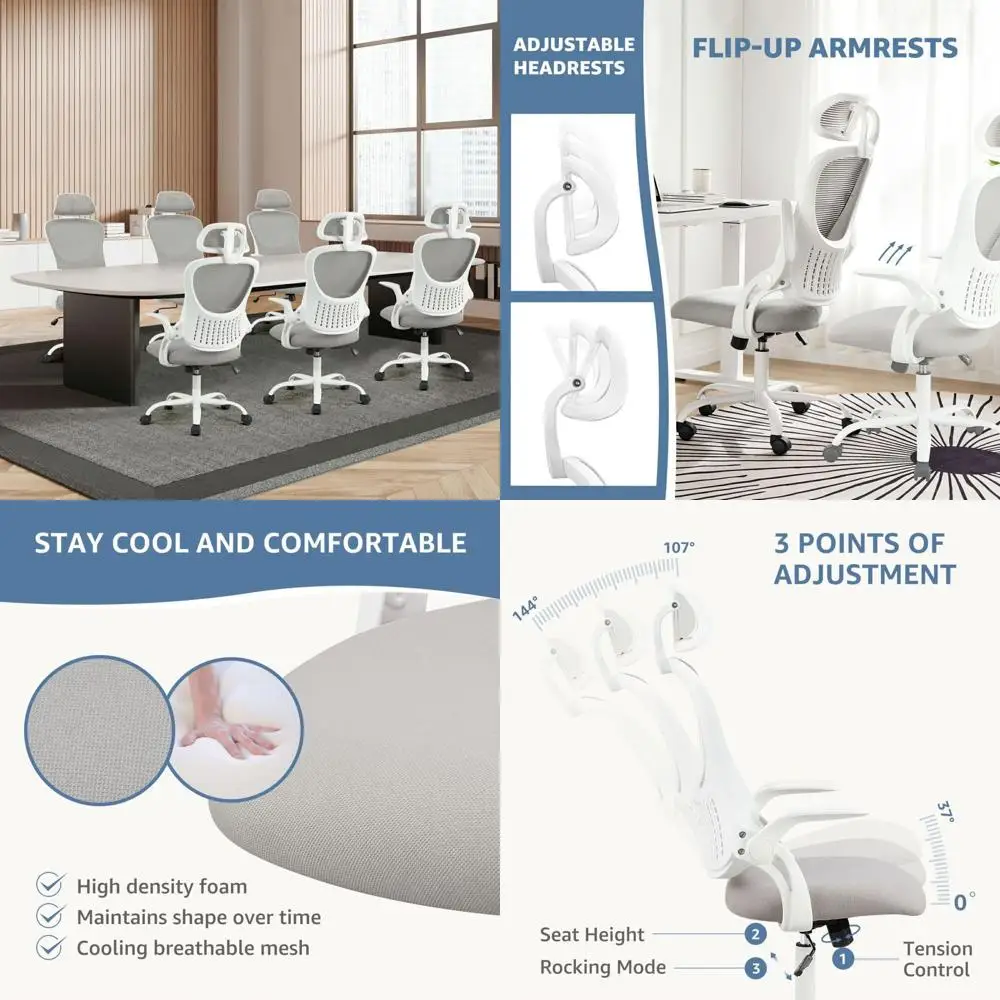 Офисное кресло с высокой спинкой, сетчатой обивкой, регулируемой поясничной поддержкой и мягкими подлокотниками, подходит для дома и игр, серое
Офисное кресло с высокой спинкой, сетчатой обивкой, регулируемой поясничной поддержкой и мягкими подлокотниками, подходит для дома и игр, серое