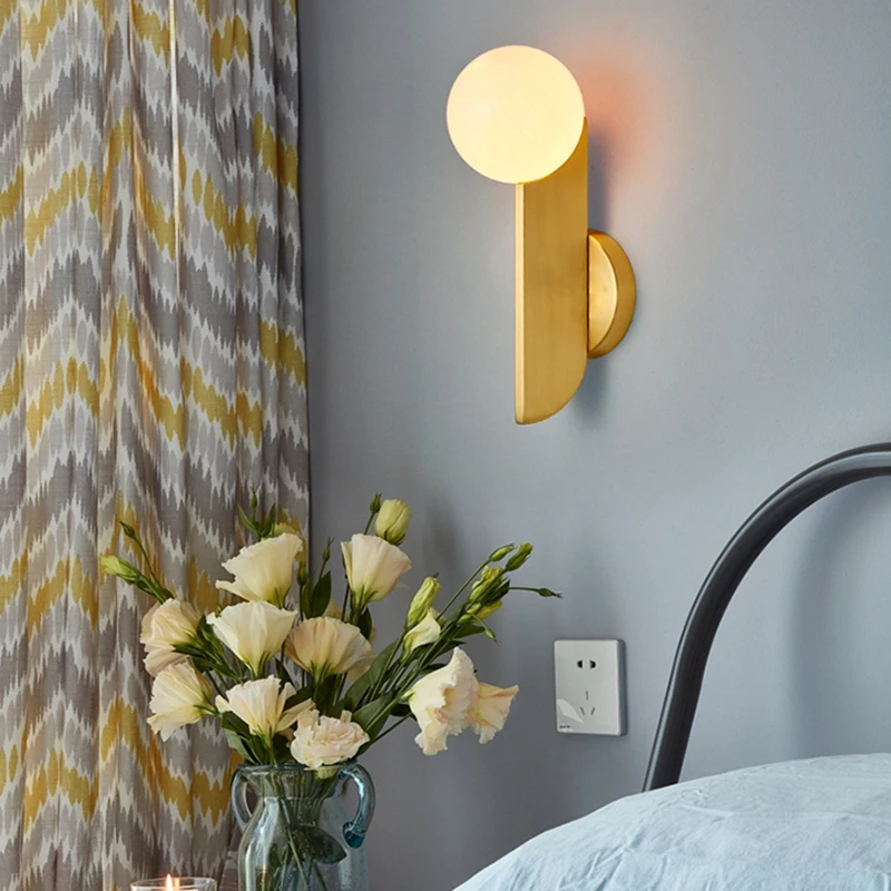 Nordic creative post-modern minimalist milk white glass ball bedroom bedside mirror front corridor aisle decorative wall lamp
Nordic creative post-modern minimalist milk white glass ball bedroom bedside mirror front corridor aisle decorative wall lamp