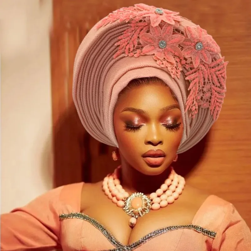 Embroidery Flower African Autogele Headtie Women's Fashion Turban Cap Wedding Gele Party Headpiece Nigeria Female Head Wraps
Embroidery Flower African Autogele Headtie Women's Fashion Turban Cap Wedding Gele Party Headpiece Nigeria Female Head Wraps