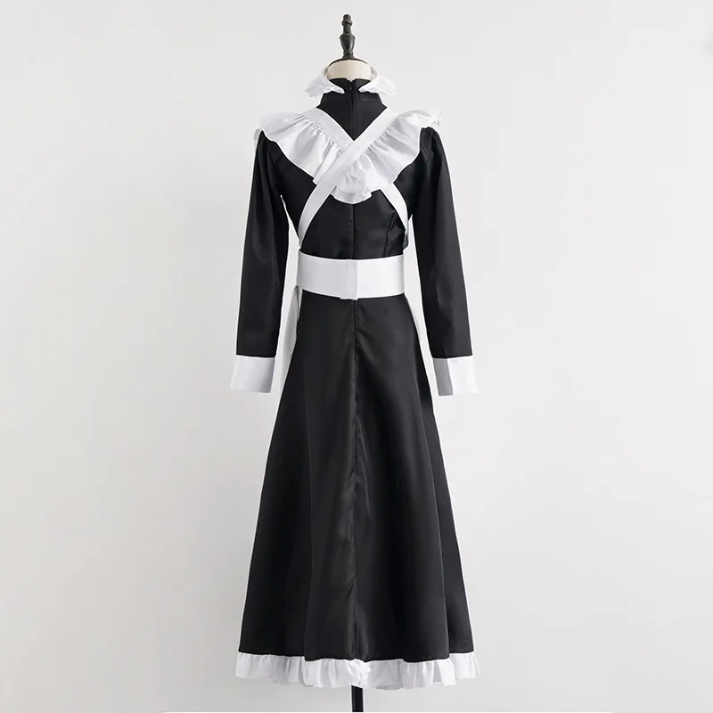Classic black and white maid cos outfit, British style pearl line long cafe maid outfit
Classic black and white maid cos outfit, British style pearl line long cafe maid outfit