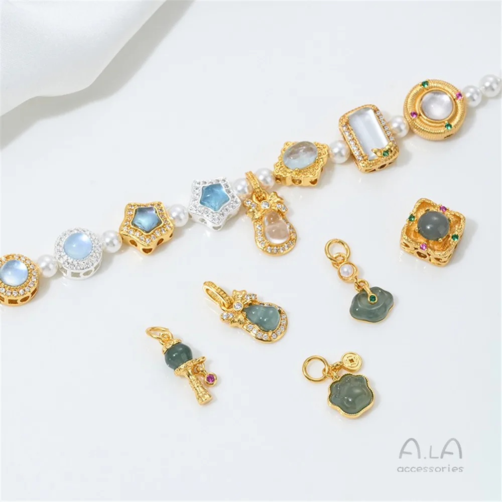 Inlaid with Natural Crystal Aquamarine Porous Beads, Jadeite Water Foam Jade Ruyi Gourd Pendant DIY Jewelry Accessories
Inlaid with Natural Crystal Aquamarine Porous Beads, Jadeite Water Foam Jade Ruyi Gourd Pendant DIY Jewelry Accessories