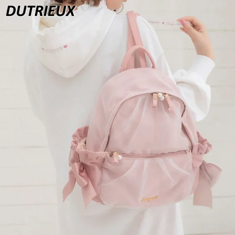 Lolita Japanese Style Women's Backpacks Sweet Cute Bow Mesh Ladies' Backpack Soft Girl Sweet Cute Student Schoolbag Backpack
Lolita Japanese Style Women's Backpacks Sweet Cute Bow Mesh Ladies' Backpack Soft Girl Sweet Cute Student Schoolbag Backpack