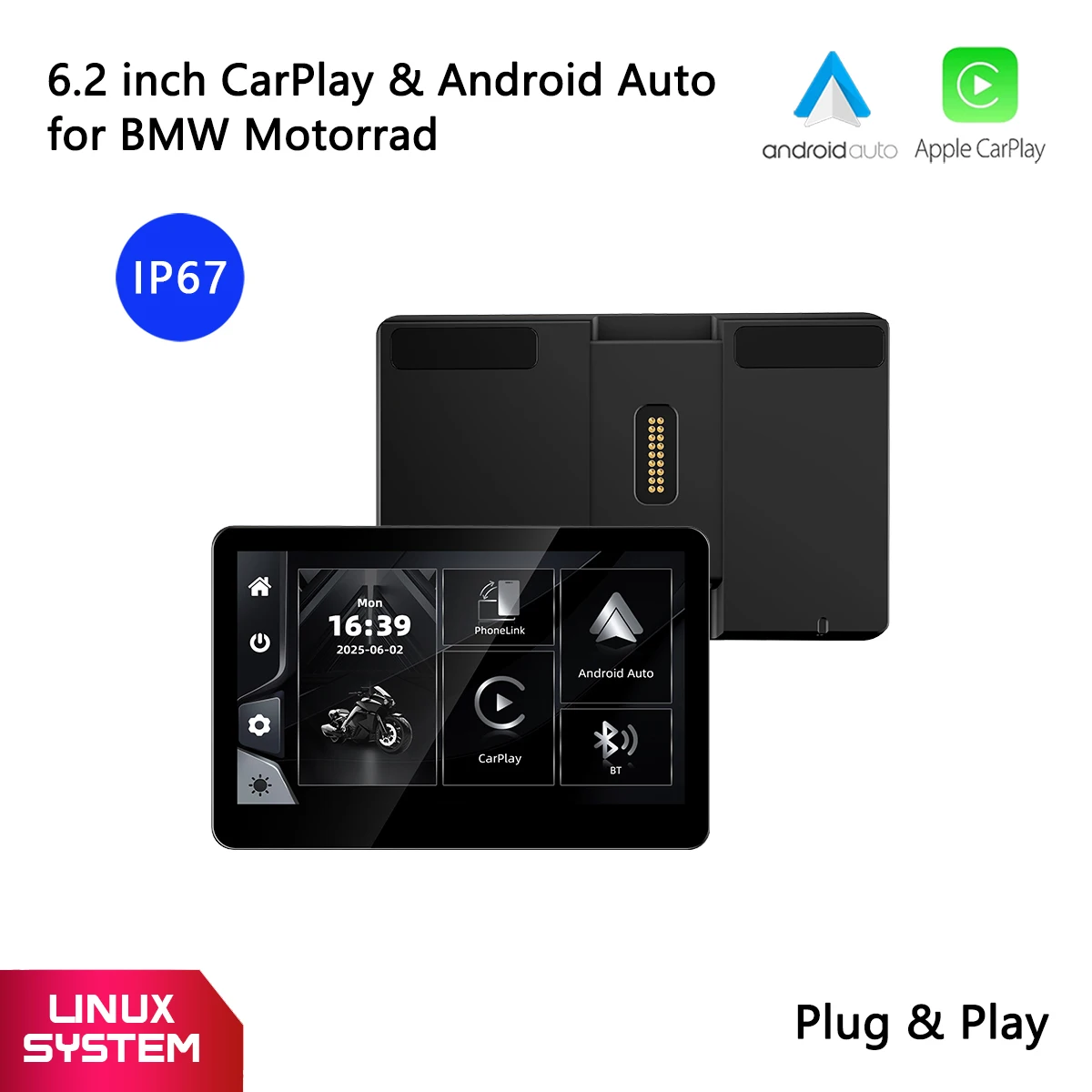 6.2 inch Motorcycle Screen Apple Carplay Android Auto for BMW R1200GS R1250GS R1300GS F800 F850 F900 S1000XR
6.2 inch Motorcycle Screen Apple Carplay Android Auto for BMW R1200GS R1250GS R1300GS F800 F850 F900 S1000XR