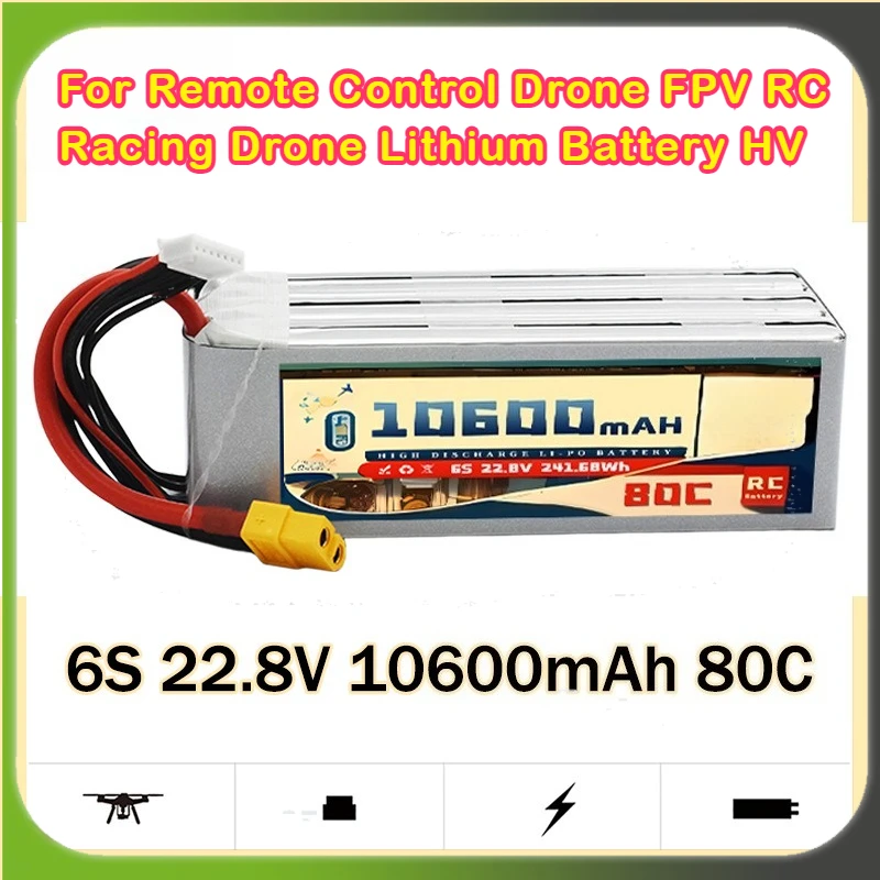 6S 22.8V 10600mAh 80C Compatible Battery for Remote Control Drone FPV RC Racing Drone Lithium Battery HV
6S 22.8V 10600mAh 80C Compatible Battery for Remote Control Drone FPV RC Racing Drone Lithium Battery HV