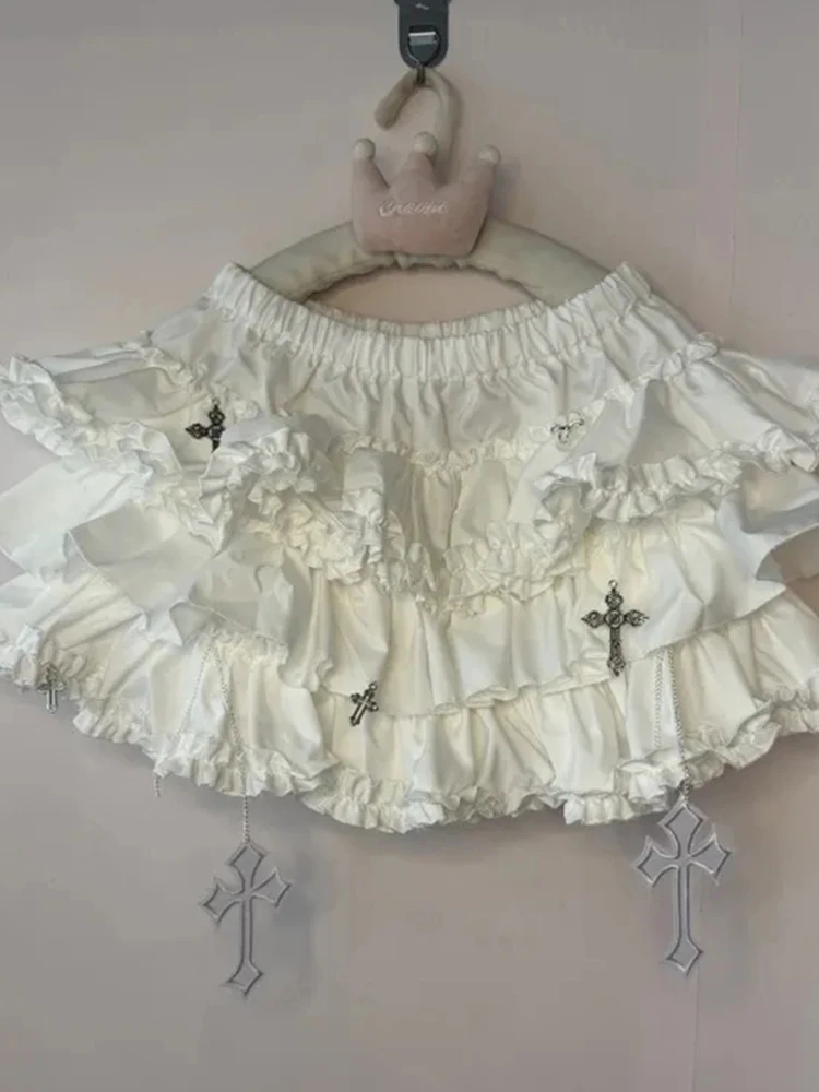 Y2K Aesthetic Skirt Women Ruffles Chic High Waist Mini Skirts Female Hot Chick Elastic Waist Cross Design Retro Cake Skirt New
Y2K Aesthetic Skirt Women Ruffles Chic High Waist Mini Skirts Female Hot Chick Elastic Waist Cross Design Retro Cake Skirt New