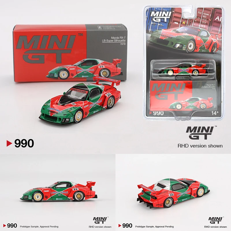 MINIGT 990 В наличии 1:64 LBWK Mazda RX7 LB Super Silhouette 787B, литая под давлением модель автомобиля, коллекция игрушек 
MINIGT 990 В наличии 1:64 LBWK Mazda RX7 LB Super Silhouette 787B, литая под давлением модель автомобиля, коллекция игрушек