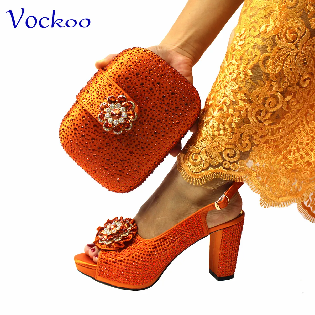 Decorate with Rhinestone Italian Design Shoes and Bag Set to Match in Orange Color High Quality Pumps for Garden Party
Decorate with Rhinestone Italian Design Shoes and Bag Set to Match in Orange Color High Quality Pumps for Garden Party