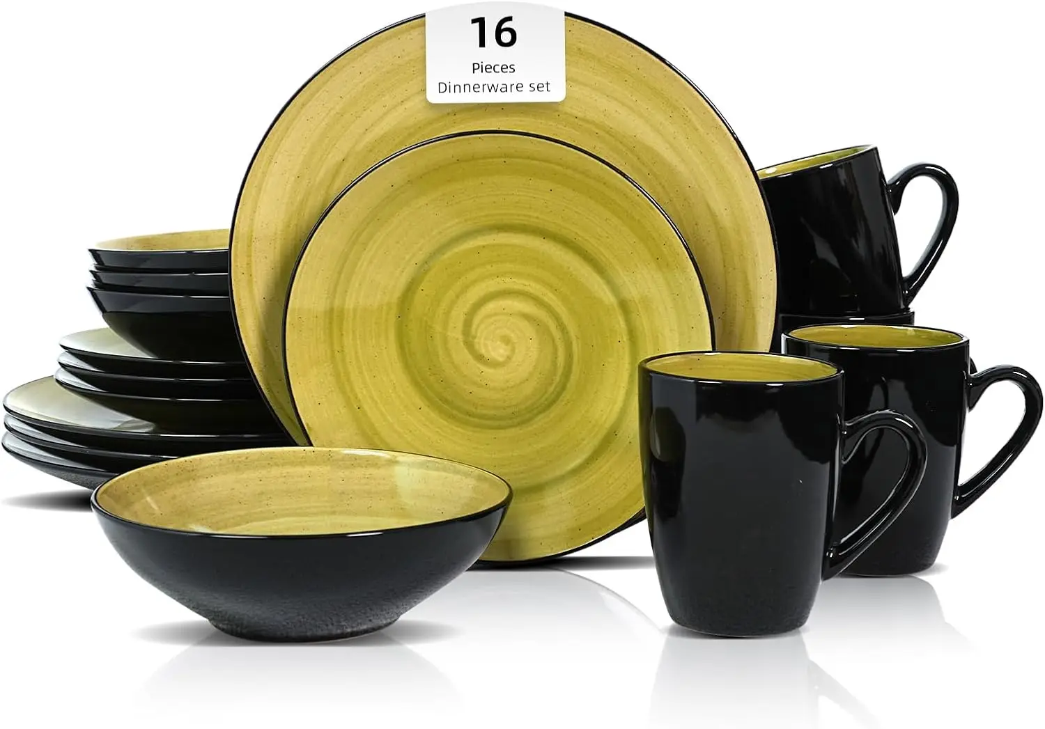 Stoneware 16pc Dinnerware Set, Black + Speckled Spin Wash Green
Stoneware 16pc Dinnerware Set, Black + Speckled Spin Wash Green
