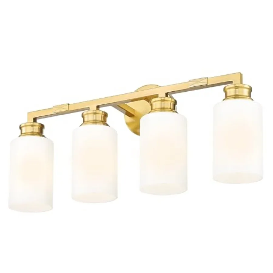 Gold Bathroom Light Fixtures Modern Vanity Light with Milk White Glass Brushed Brass Wall Sconce Over Mirror YCE253B-4W BG
Gold Bathroom Light Fixtures Modern Vanity Light with Milk White Glass Brushed Brass Wall Sconce Over Mirror YCE253B-4W BG