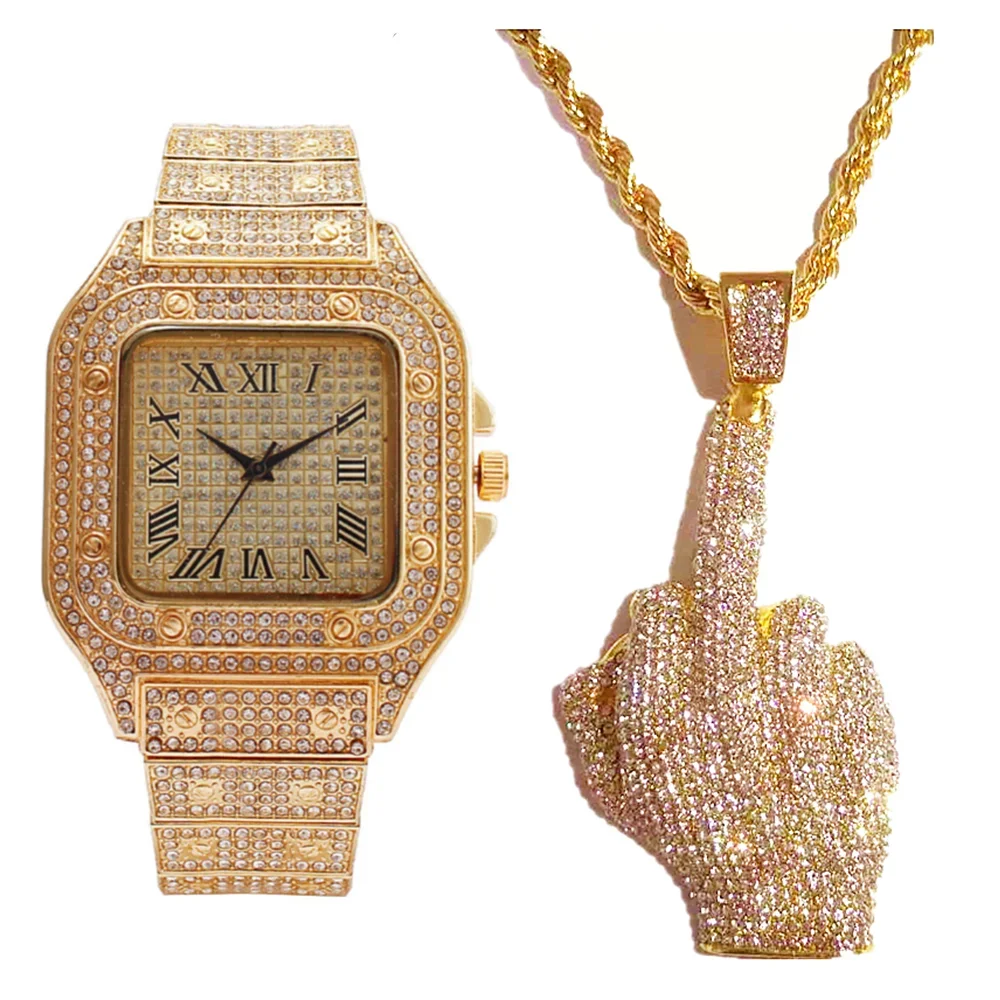 Iced Out часы ожерелье для мужчин роскошные бриллиантовые золотые квадратные часы мужские блестящие ювелирные изделия в стиле хип-хоп подвеска на средний палец цепочки Relogio
Iced Out часы ожерелье для мужчин роскошные бриллиантовые золотые квадратные часы мужские блестящие ювелирные изделия в стиле хип-хоп подвеска на средний палец цепочки Relogio