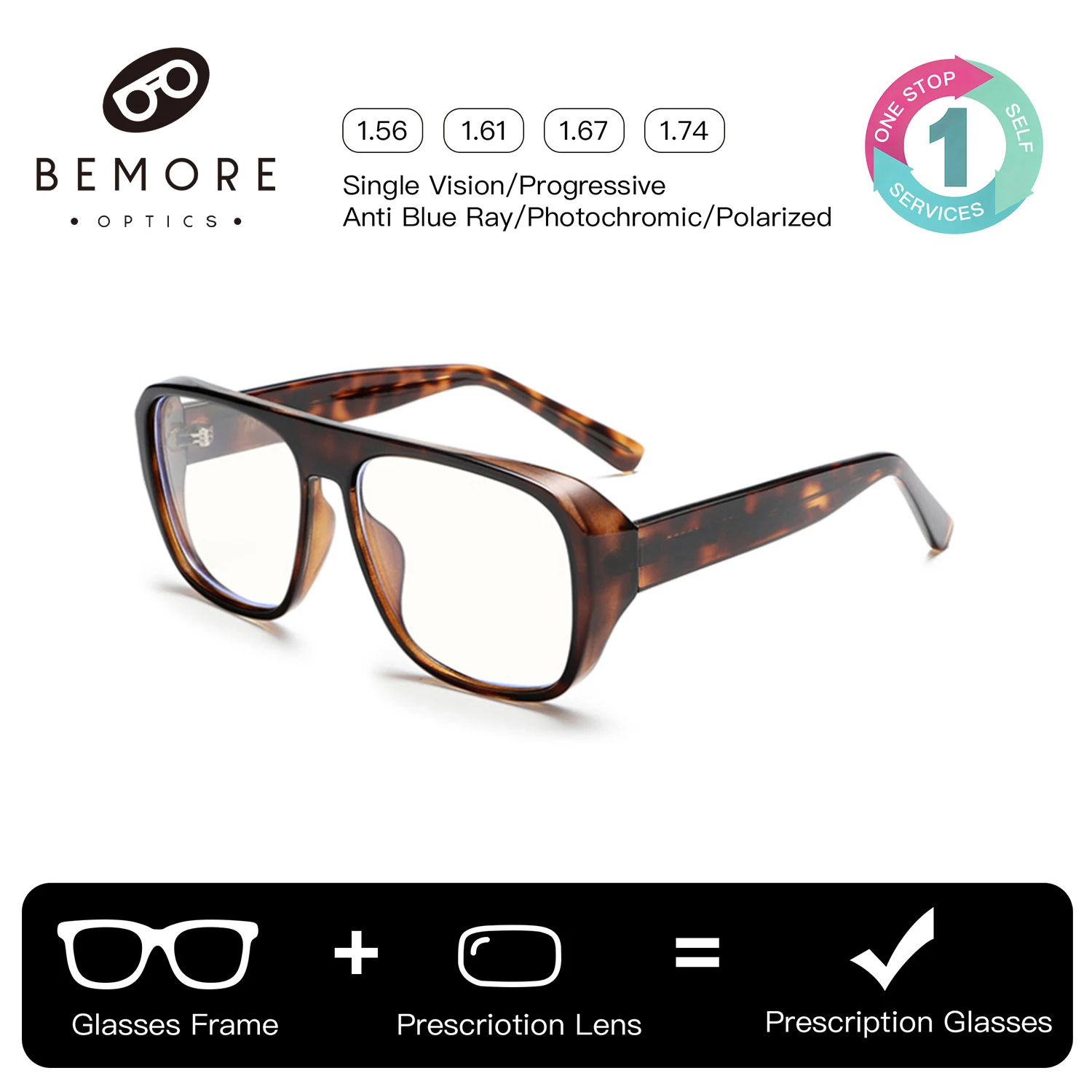 BEMORE Square Acetate Glasses with Medical Prescription for Women Photochromic Anti Blue Light Myopia Optical Eyewear
BEMORE Square Acetate Glasses with Medical Prescription for Women Photochromic Anti Blue Light Myopia Optical Eyewear