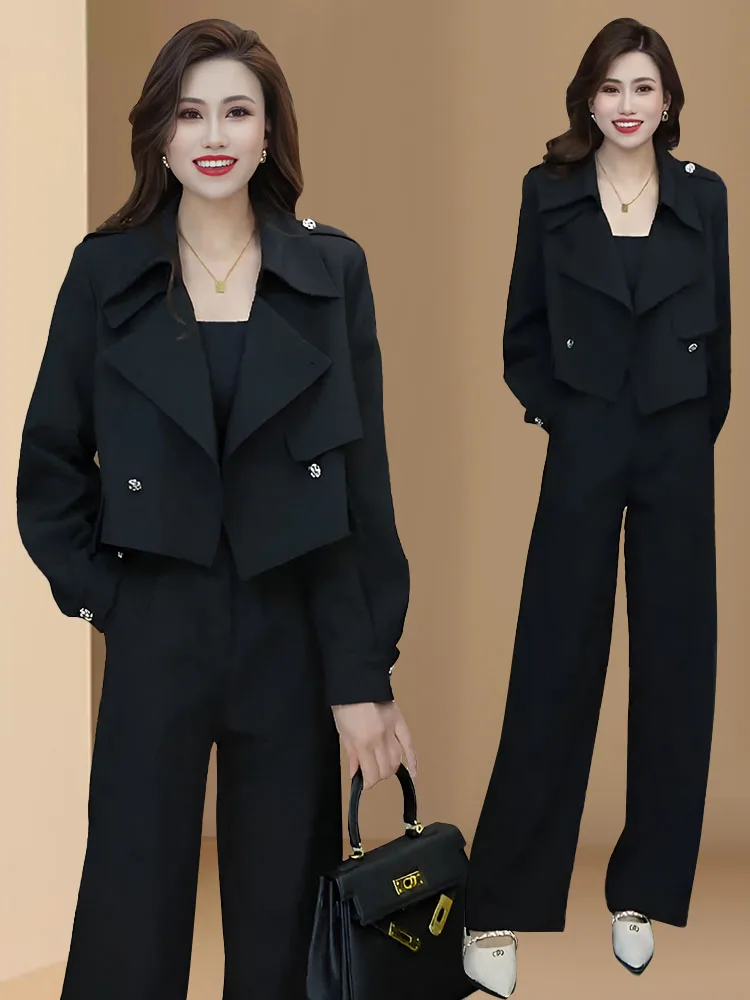 Fashionable Short Coat And High Waist Wide Leg Pants Women's Two Piece Set Spring Autumn New Design Sensation Outfit
Fashionable Short Coat And High Waist Wide Leg Pants Women's Two Piece Set Spring Autumn New Design Sensation Outfit