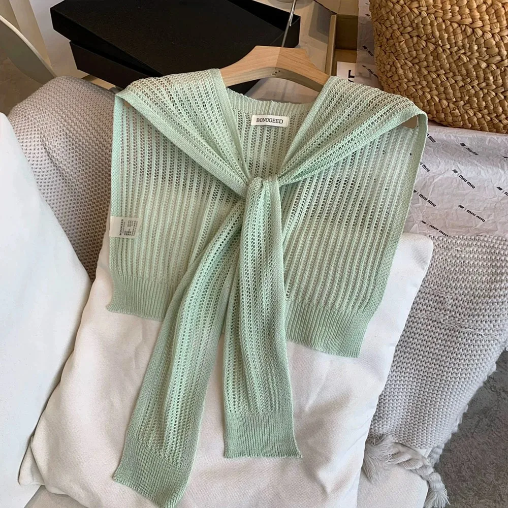 Exquisite Summer Knitted Shawl Solid Color Casual Thin Knotted Cape Versatile Lace Hollow Fake Collar for Women
Exquisite Summer Knitted Shawl Solid Color Casual Thin Knotted Cape Versatile Lace Hollow Fake Collar for Women