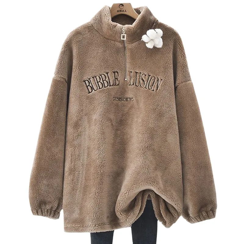 New Letter Embroidery Harajuku Female Clothes Double Sided Coral Velvet Autumn Winter Women's Sweatshirt Fashion Lady Pullover
New Letter Embroidery Harajuku Female Clothes Double Sided Coral Velvet Autumn Winter Women's Sweatshirt Fashion Lady Pullover