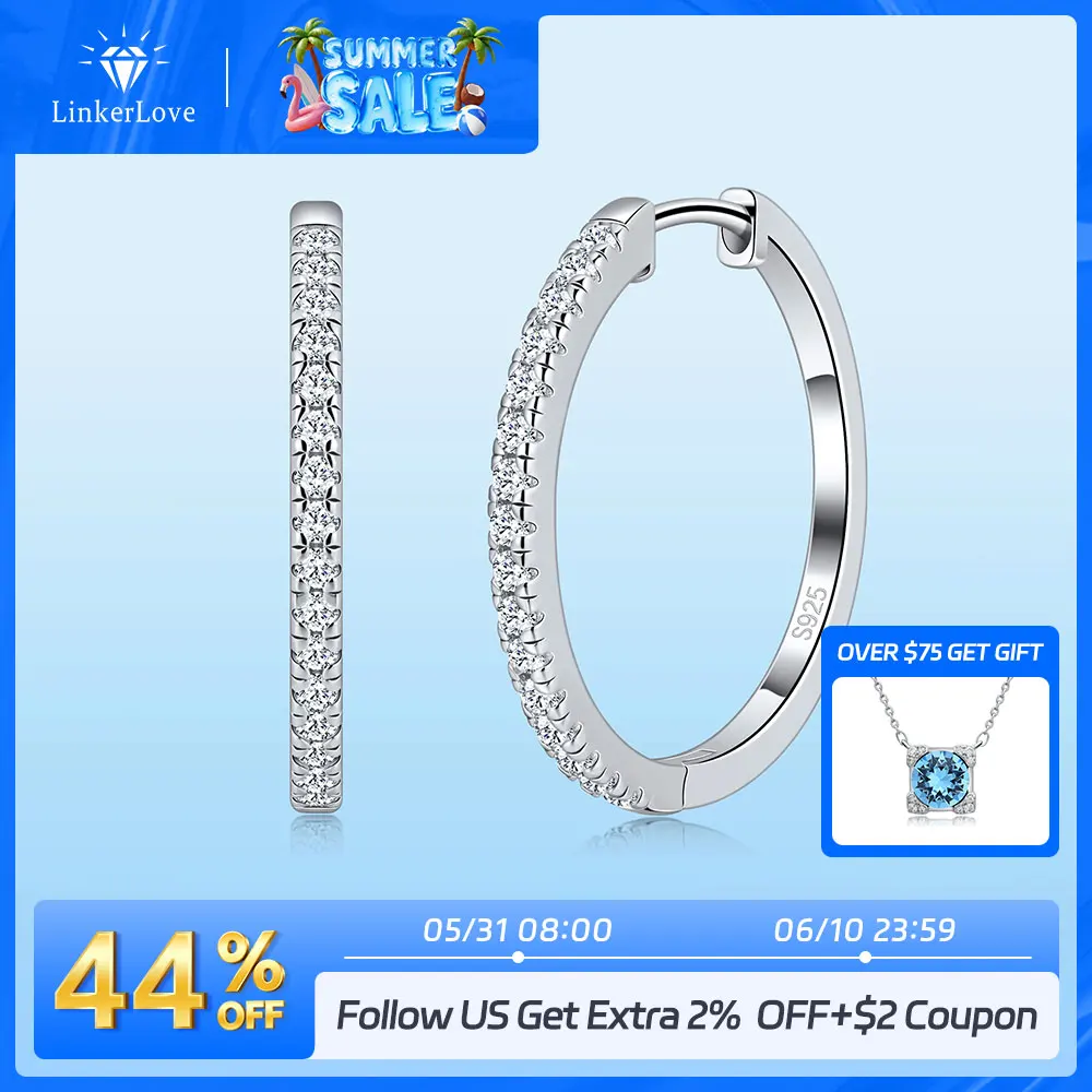 LinkerLove Moissanite Hoop Earrings S925 Sterling Silver Diamond Earrings 18K Gold Plated Trendy Jewelry for Bridal Wedding Gift
LinkerLove Moissanite Hoop Earrings S925 Sterling Silver Diamond Earrings 18K Gold Plated Trendy Jewelry for Bridal Wedding Gift