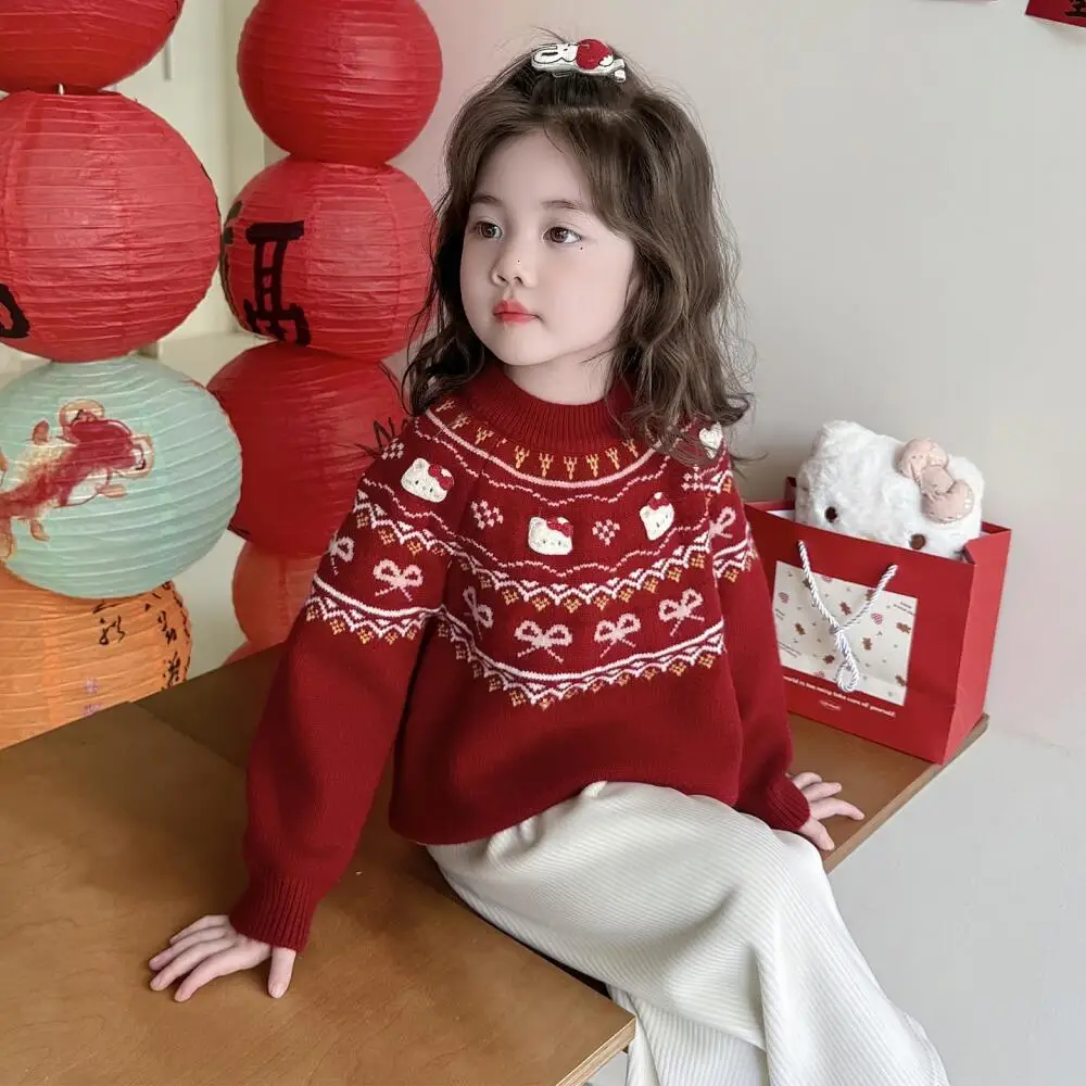 Sanrio Hello Kitty Girls' Sweater Winter Style Children's Clothes Baby New Year's Greetings Knitted Bottoming Shirt Top Winter
Sanrio Hello Kitty Girls' Sweater Winter Style Children's Clothes Baby New Year's Greetings Knitted Bottoming Shirt Top Winter