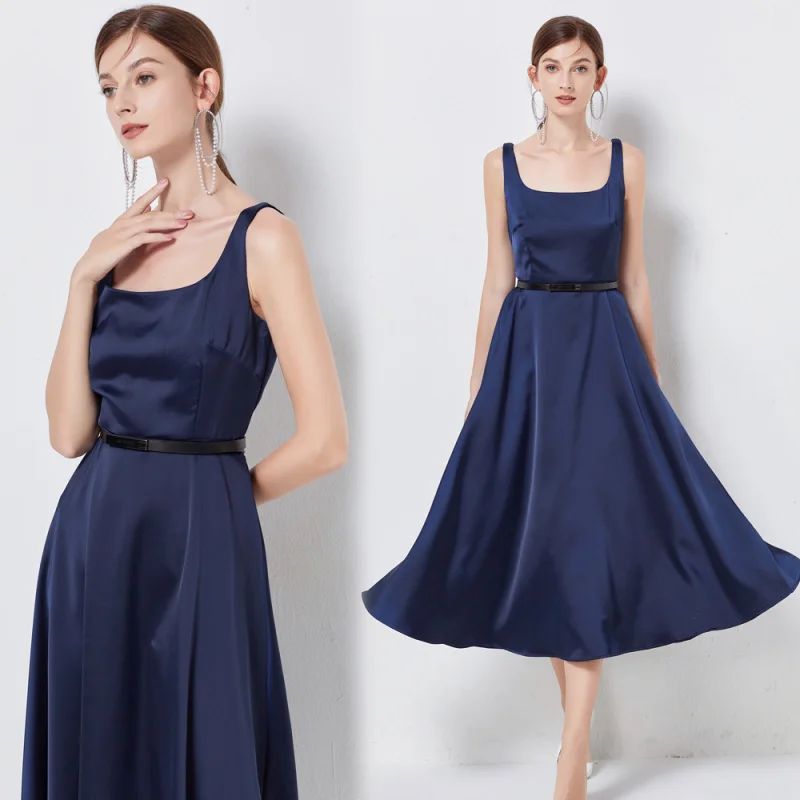Real Shot Same Satin U-Collar Sleeveless Elegant Graceful Hepburn Style Dress with Belt
Real Shot Same Satin U-Collar Sleeveless Elegant Graceful Hepburn Style Dress with Belt